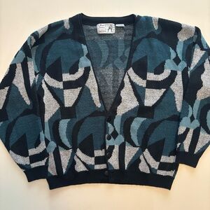 80s NINO FORIERO PATTERNED KNIT CARDIGAN